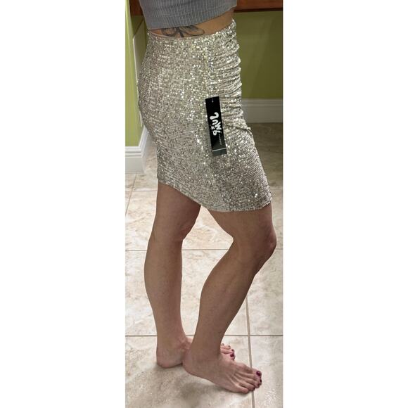 Jump Apparel short sparkly gold sequin mini skirt $54 Small festival country NWT - Picture 4 of 8